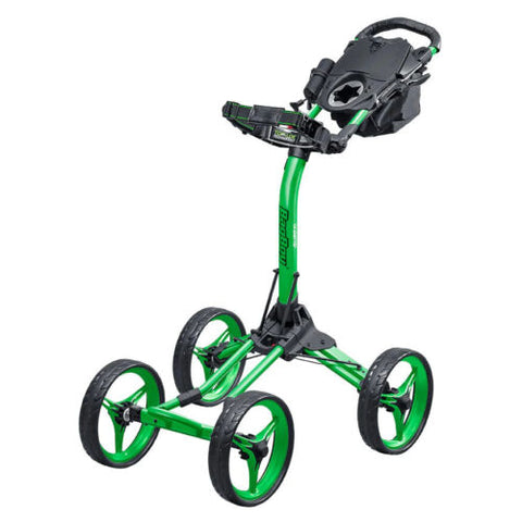 Bag Boy Quad XL Push Cart Lime/Black Top-Lok Handle Mounted Brake 2 Step Fold