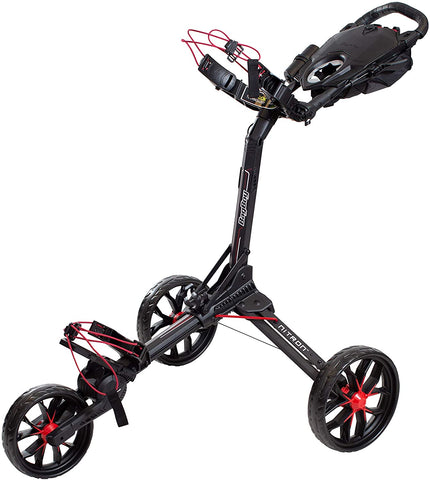 BagBoy Nitron 3 Wheel Push Cart Black/Red One Step Open Top Lok Super Compact