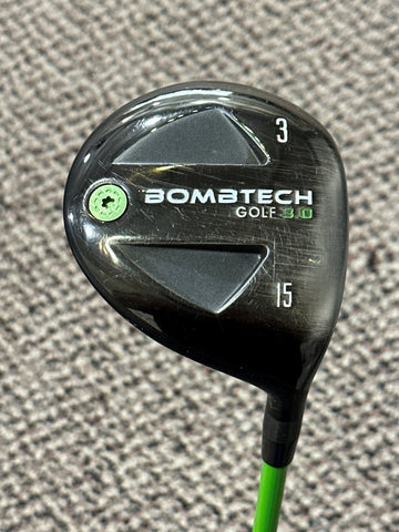 Bombtech Golf 15° 3 Wood w/HC Bombtech Golf Stiff Flex Shaft Bombtech Grip