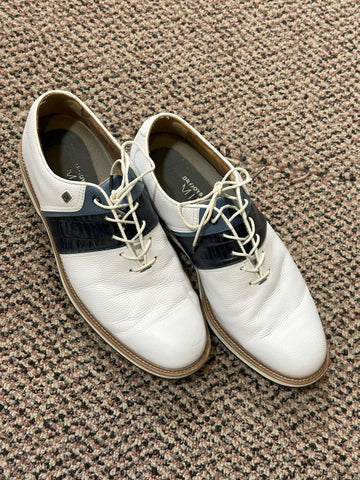 Foot Joy Premiere Dry Joys Golf Shoes Size 10.5M White/Blue Versatrax Soles