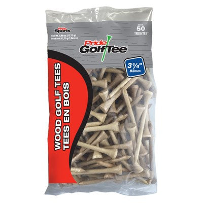 Pride Golf Tee 3-1/4" - 50/Bag Natural 327N