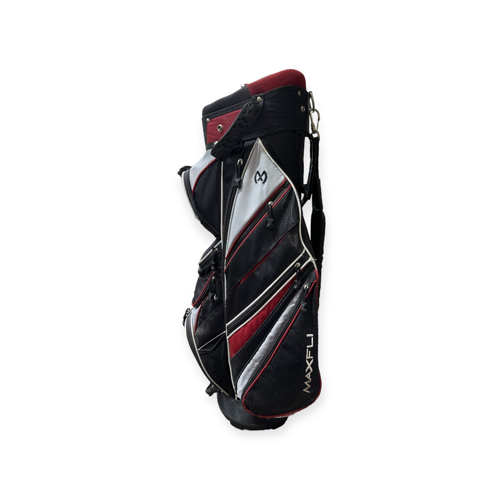 golf cart bag rain hood Maxfli Cart Bag 13-Way Divider 12 Pockets Strap Handle Rain Hood Red/Black/Grey