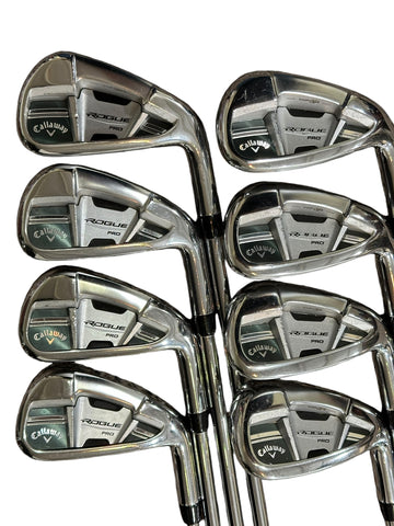 Callaway Rogue Pro CF18 Irons 4-AW XP105 ST15 S300 S Flex Shafts Lamkin Z5 Grips