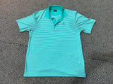 Greg Norman Men's Large Golf Shirt Made In Vietnam Green/White Striped