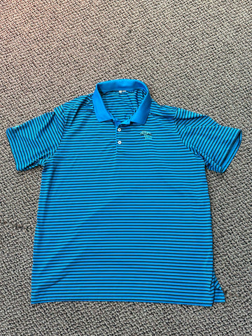 Adidas Torrey Pines Men's 2XL Golf Shirt Pin Stripes Blue/Black