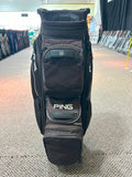 Ping Pioneer Cart Bag 15-Way Divider 11 Pockets Strap Handles Hood Blk/Dk Brown