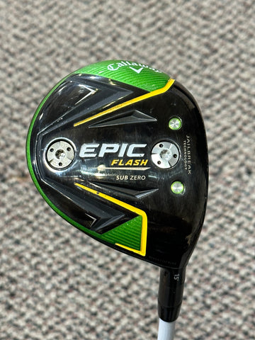 Callaway Epic Flash Sub Zero 15° 3 Wood Even Flow T1100 S Flex Shaft MCC Grip