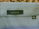 Turtleson 3XL Men's Golf Shirt Made In Korea Blue/White Pin Stripes