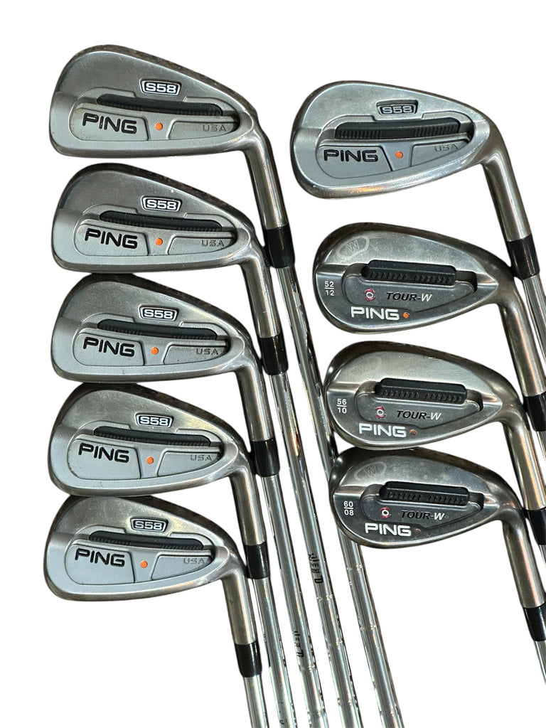 Ping S58 Orange Dot Iron Set 5-LW Ping Cushin Stiff Flex Shafts Ping Grips