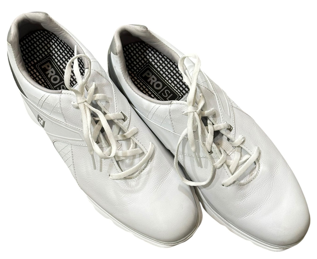 Foot Joy Pro/SL 10 1/2M White/Grey Leather Golf Shoes