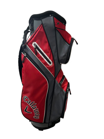 Callaway Cart Bag 14-Way Divider 7 Pockets Strap Handle Rain Hood Red/Grey