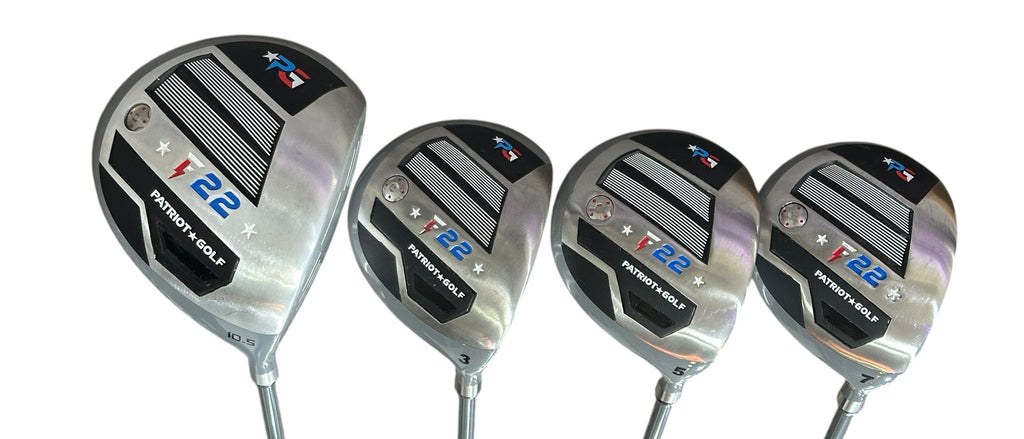 Patriot Golf Wood Set D, 3, 5, 7 Accu Flex Pro LD Sr Flex Shafts Patriot Grips