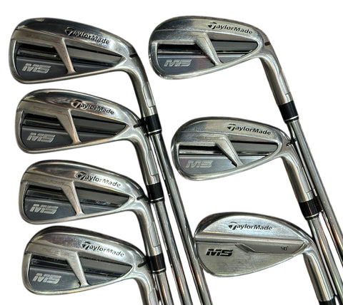 TaylorMade M5 Irons 5-AW +1/2" XP100 R300 R Flex Shafts Tour Velvet Grips