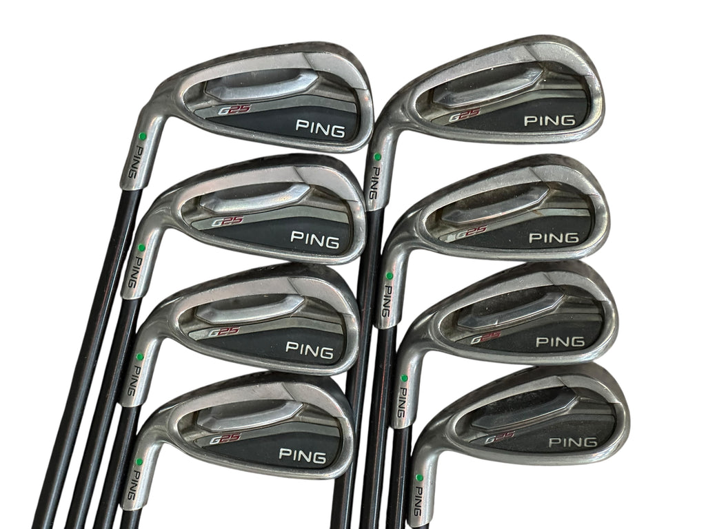 Ping LH G25 Green Dot Irons 6-LW TFC-189 R Flex Shafts GP Tour Velvet Grips