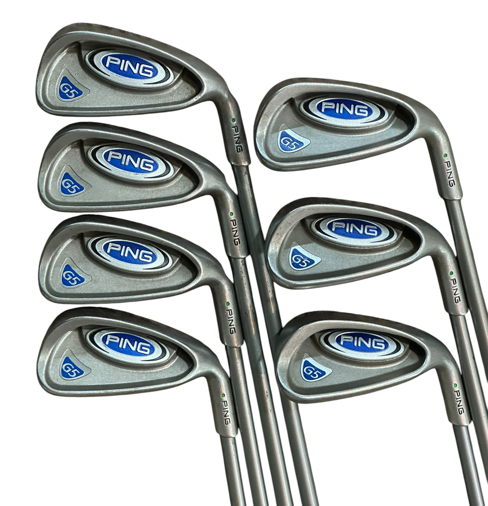 Ping G5 Green Dot Iron Set 5-UW +1/2" TFC100I Regular Flex Shafts Ping Grips
