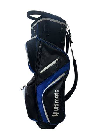 Ultimate Cart Bag 14-Way Divider 8 Pockets Strap Handle Rain Hood Black/Blue