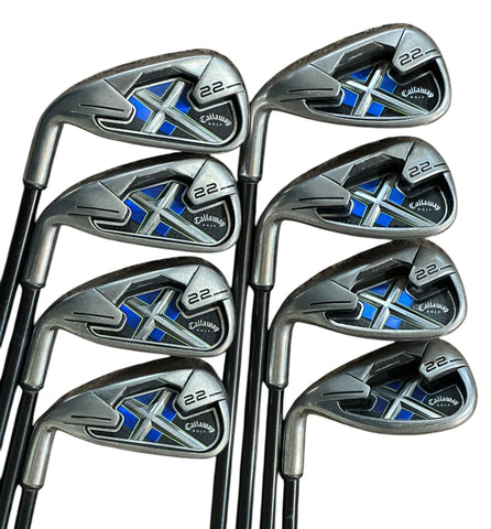 Callaway LH X22 Series Irons 4-SW X Series 75g R Flex Shafts Champkey Grips
