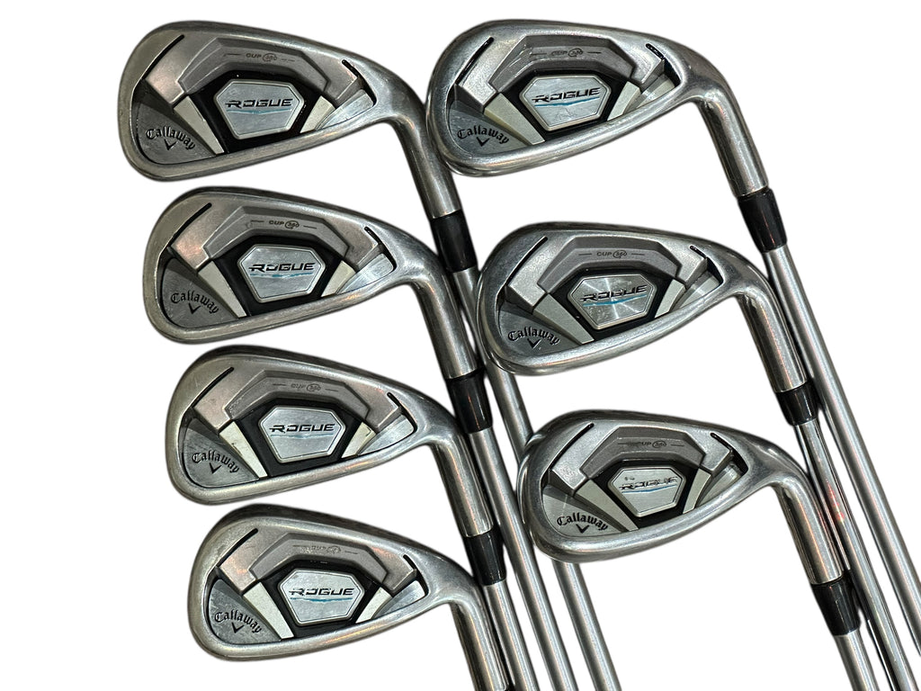 Callaway Rogue CF18 Irons 5-AW KBS Tour C-Taper R Flex Shafts CP2 Wrap Grips