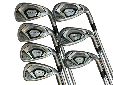 Callaway Rogue CF18 Irons 5-AW KBS Tour C-Taper R Flex Shafts CP2 Wrap Grips