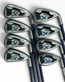 Callaway X20 Iron Set 4-PW, SW +1/2" Apollo Blue Steel Stiff Flex Shafts Tacki Mac Grips