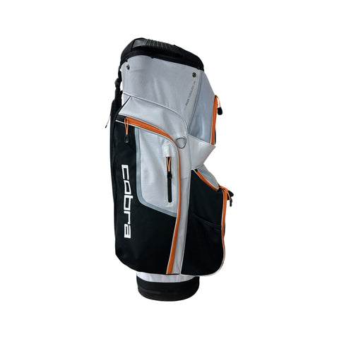 Cobra Cart Bag 14-Way Divider 7 Pockets Strap Handle Rain Hood Black/White
