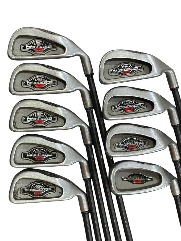 Callaway 1996 Big Bertha Irons 2-PW RCH96 S Flex Shafts Lamkin Crossline Grips