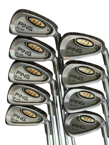 Ping i3 Blade Black Dot Irons 3-PW, SW Cushin' R Flex Shafts Tour Wrap Grips