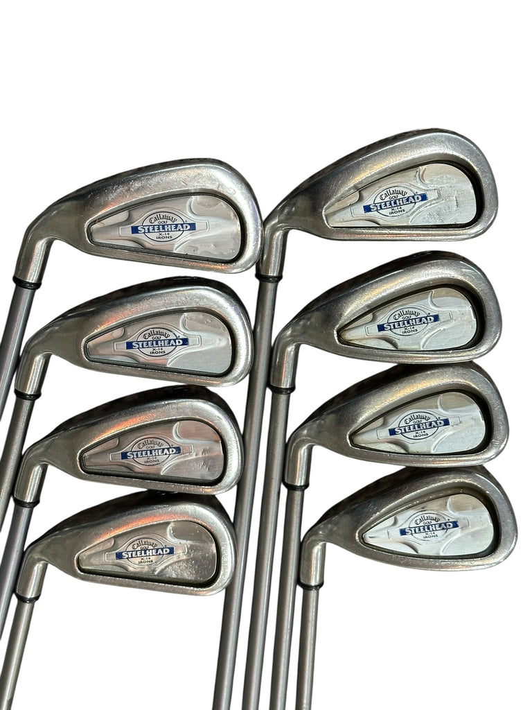 Callaway LH X-14 Steelhead Irons 3-PW X-14 R Flex Shafts Crossline Grips