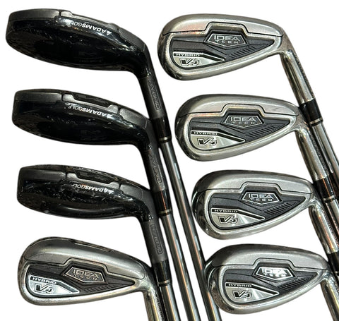 Adams Idea Tech V4 Hybrid Iron Set 4-GW +1/2" V4.0 R Flex Shafts Adams Grips