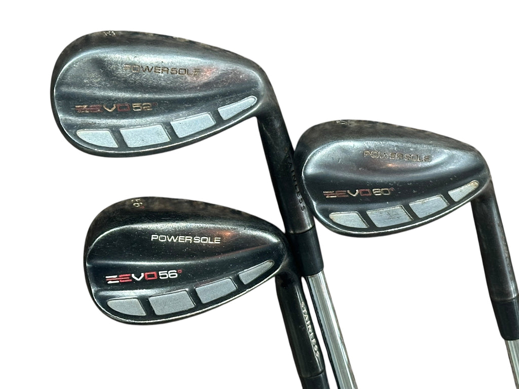 Zevo Golf Wedge Set 52° 56° 60° Zevo Wedge Flex Shafts Zevo Grips