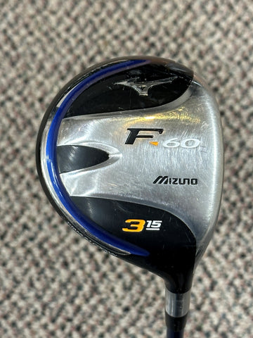 Mizuno F60 15° 3 Wood Exsar FS3 Stiff Flex Shaft Golf Pride M-21 Grip