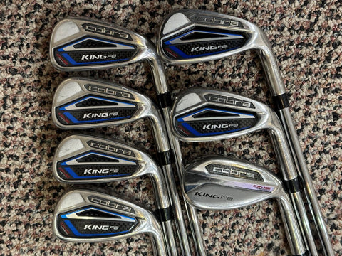 Cobra King F8 One Length Iron Set 5-GW One Flighted R Flex Shafts Cobra Connect Grips