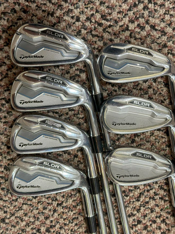 TaylorMade SLDR Iron Set 5-PW, AW KBS C-Taper 90 R Flex Shafts Tour Wrap Grips