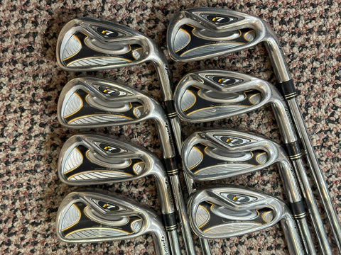 TaylorMade R7 Iron Set 3-PW T-Step 90 S Flex Shafts Golf Pride CPX Jumbo Grips