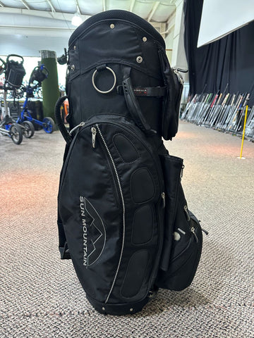 Sun Mountain C130 Cart Bag 14-Way Divider 10 Pockets Strap Handle Rain Hood Black