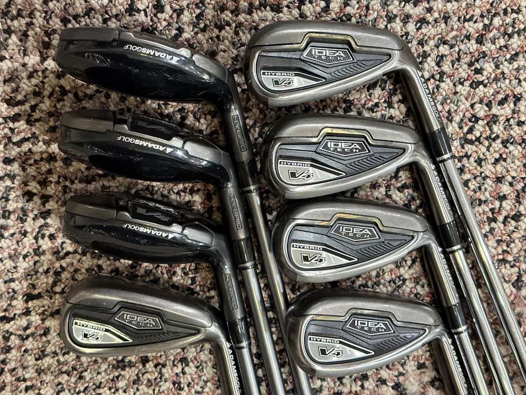 Adams Idea Tech V4 Hybrid Iron Set 4-5-6H w/HC's 7-GW +1/2" R Flex Adams Grips