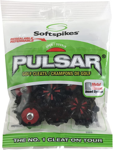 SoftSpikes Pulsar Small Metal Thread Golf Cleats Black/Red 14A4T1R