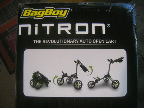 BagBoy Nitron Wheel Push Cart Silver/Black One Step Open Top Lok