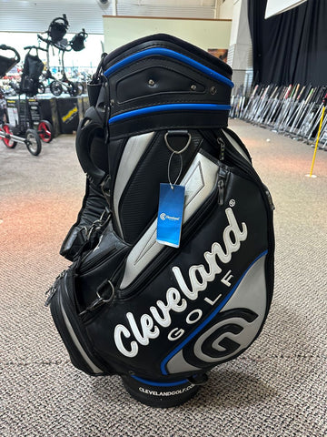 Cleveland Staff Bag 6-Way Divider 9 Pockets Rain Hood Strap Handle Black/Silver