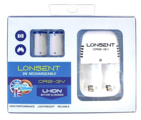 Lonsent CR2-3V Rechargeable Li-Ion Battery & Charger Set